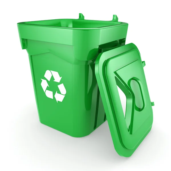 3D renderowania Green recyklingu Bin — Zdjęcie stockowe