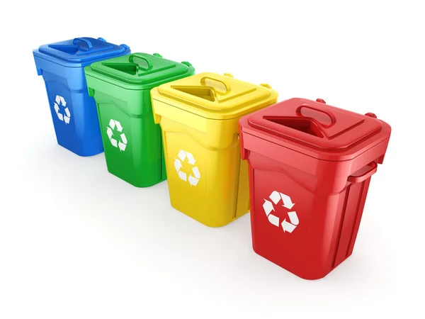 3D-rendering Multicolor Recycling bakken — Stockfoto