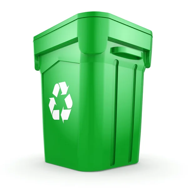 3D renderowania Green recyklingu Bin — Zdjęcie stockowe