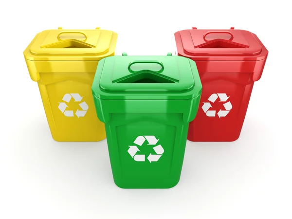 3D-rendering Multicolor Recycling bakken — Stockfoto