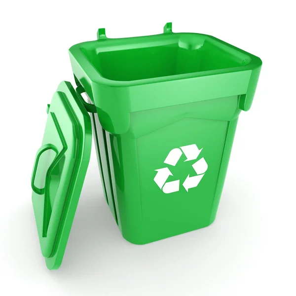 3D renderowania Green recyklingu Bin — Zdjęcie stockowe