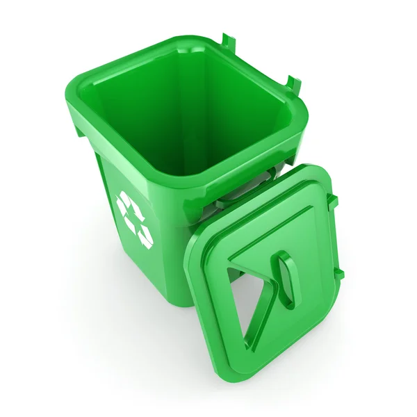 3D renderowania Green recyklingu Bin — Zdjęcie stockowe