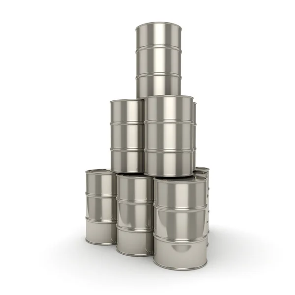 3D rendering Set chrome barrels — Stock Photo, Image