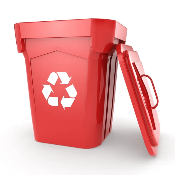3D-rendering Red Recycling Bin — Stockfoto