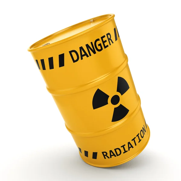 3D render sarı radyoaktif varil — Stok fotoğraf