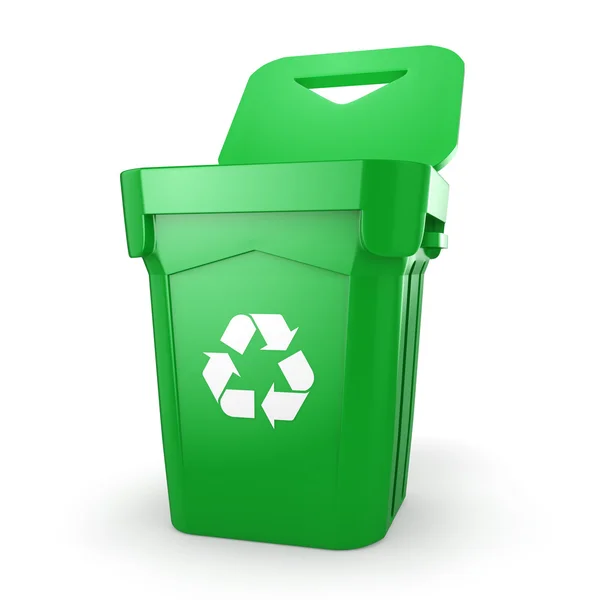 Rendering 3D Cestino di riciclaggio verde — Foto Stock