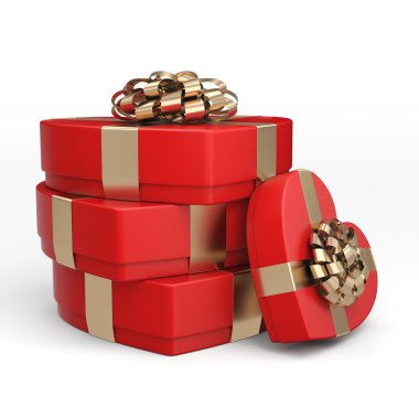 3D Render kırmızı kutuları kalp 