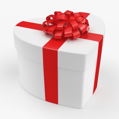 3D render beyaz kutu kalp