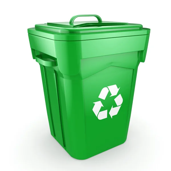 Representación 3D Papelera de reciclaje verde —  Fotos de Stock