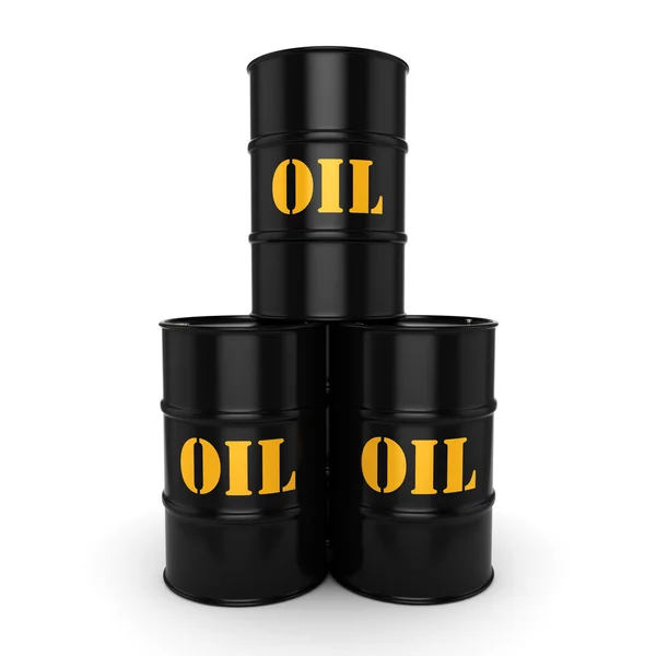 Representación 3D Barriles de petróleo negro — Foto de Stock