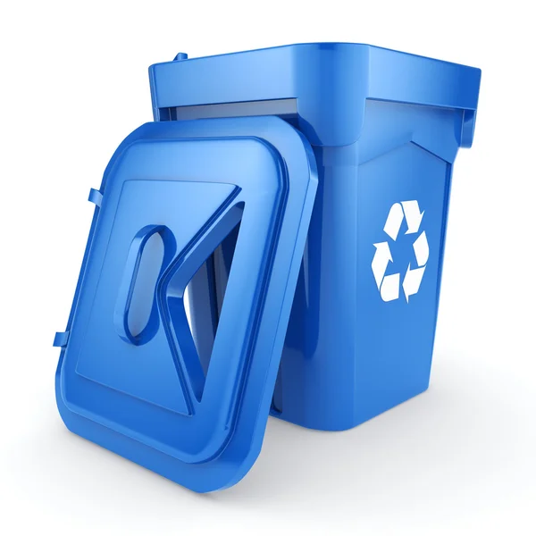 3D-rendering blauwe Recycling Bin — Stockfoto