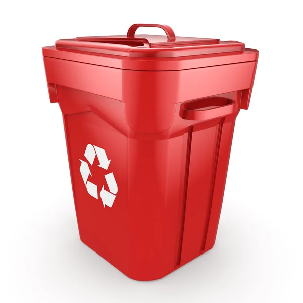 Renderowania 3D Bin recyklingu czerwony — Zdjęcie stockowe