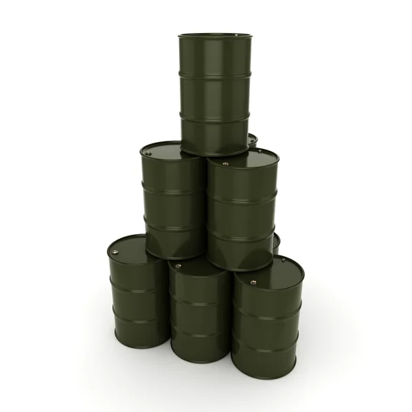 3D rendering khaki barrels — Stock Photo, Image