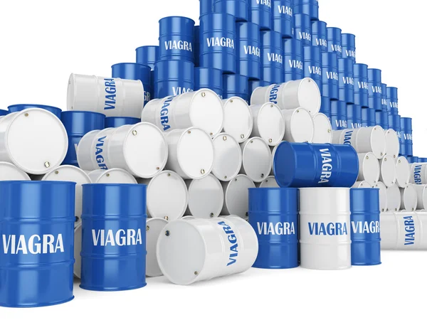3D rendering Many barrels Viagra — Stock Photo, Image