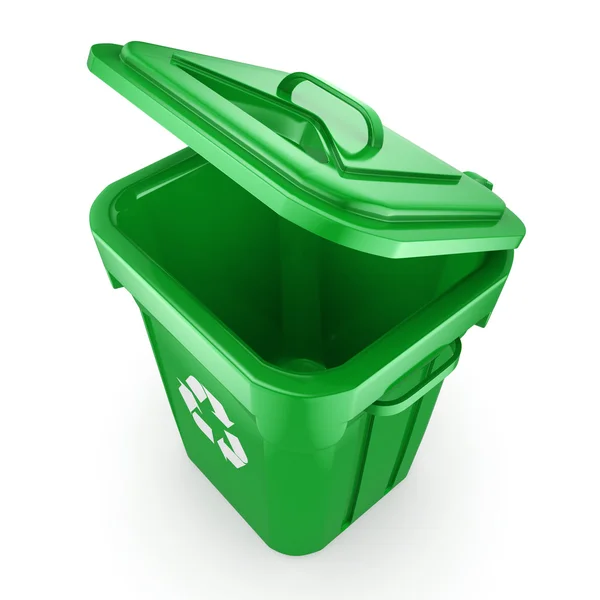 3D renderização verde reciclagem Bin — Fotografia de Stock