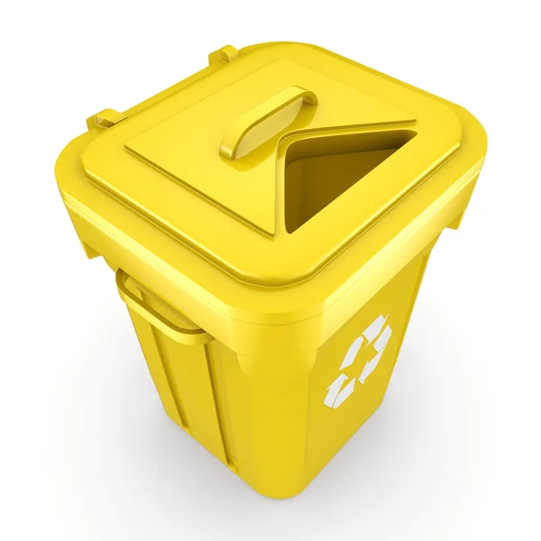 3D рендеринг Yellow Recycling Bin — стоковое фото