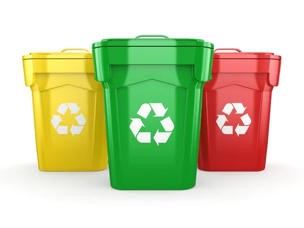 3D-rendering Multicolor Recycling bakken — Stockfoto