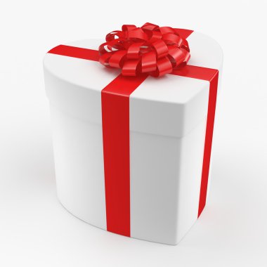 3D render beyaz kutu kalp