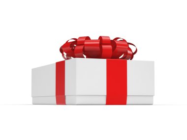 3D render beyaz hediye kutusu