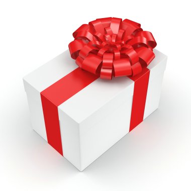 3D render beyaz hediye kutusu