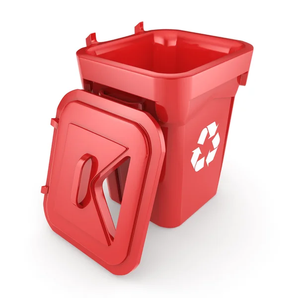 3D рендеринг Red Recycling Bin — стоковое фото