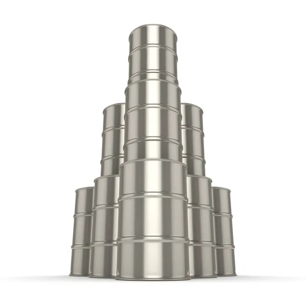 3D rendering Set chrome barrels — Stock Photo, Image