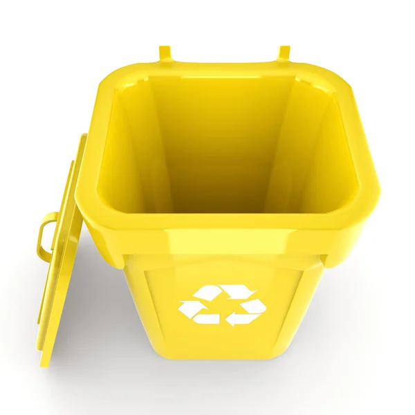 3D Render gele Recycling Bin — Stockfoto