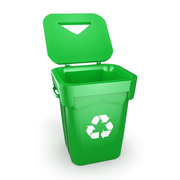 3D renderowania Green recyklingu Bin — Zdjęcie stockowe