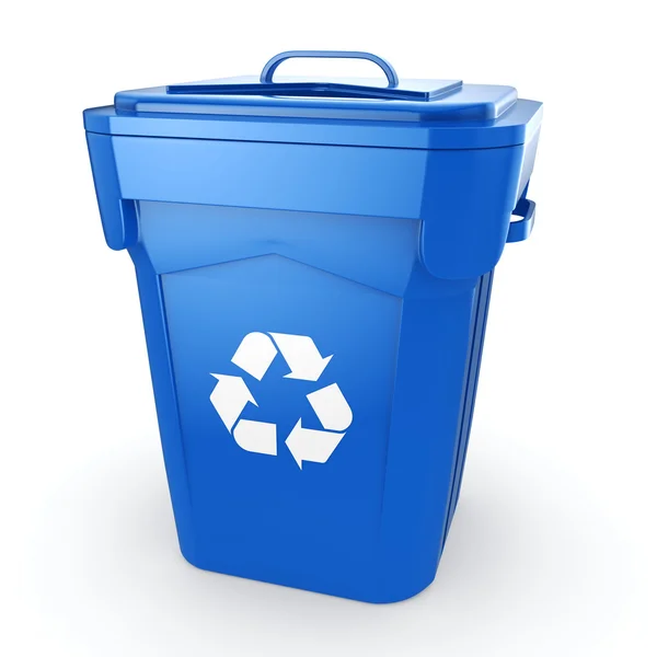 3D-rendering blauwe Recycling Bin — Stockfoto