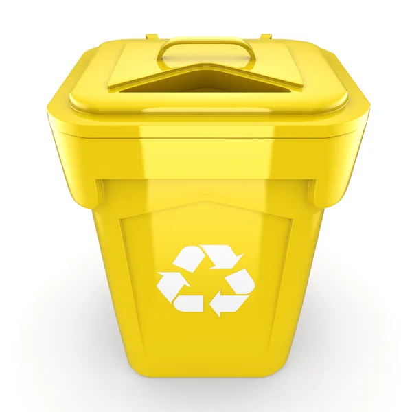 3D Render gele Recycling Bin — Stockfoto