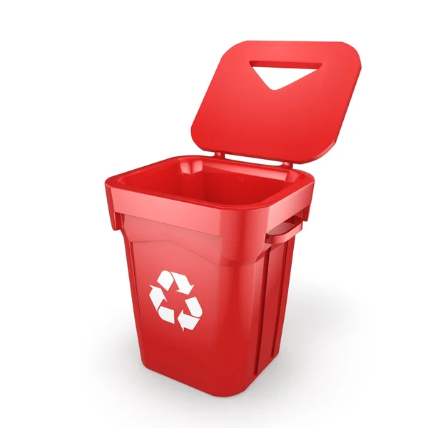 Representación 3D Papelera de reciclaje roja —  Fotos de Stock
