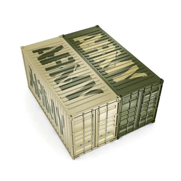 3D rendering army containers Stock Photo