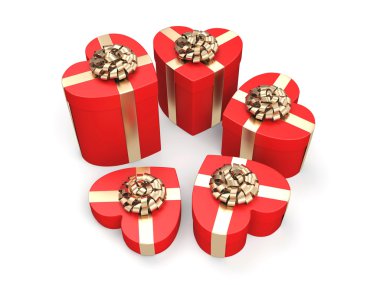 3D Render kırmızı kutuları kalp 