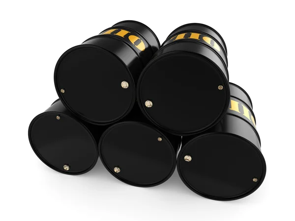 3D rendering Black oil barrels — Stock Photo, Image