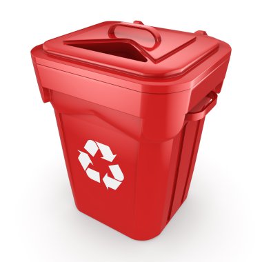 3D Render kırmızı geri dönüşüm kutusu 