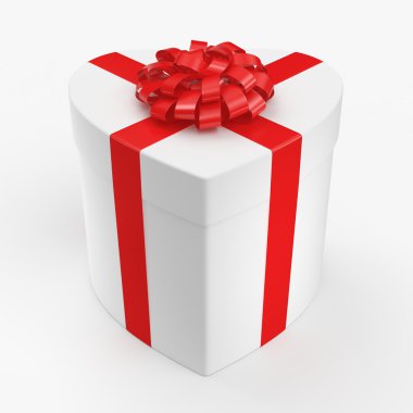 3D render beyaz kutu kalp