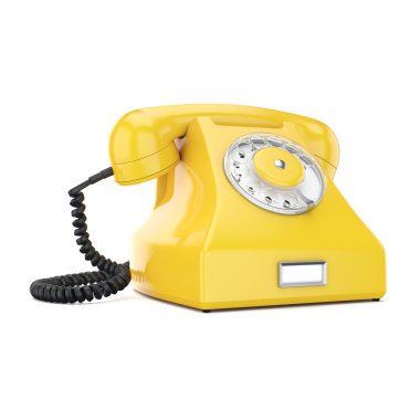 3D render eski sarı telefon