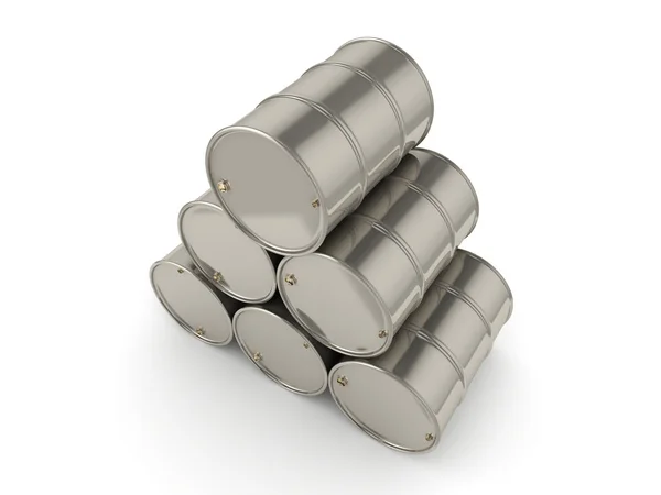 3D rendering Set chrome barrels — Stock Photo, Image