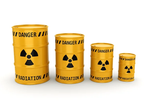 3D rendering sárga radioaktív hordók — Stock Fotó