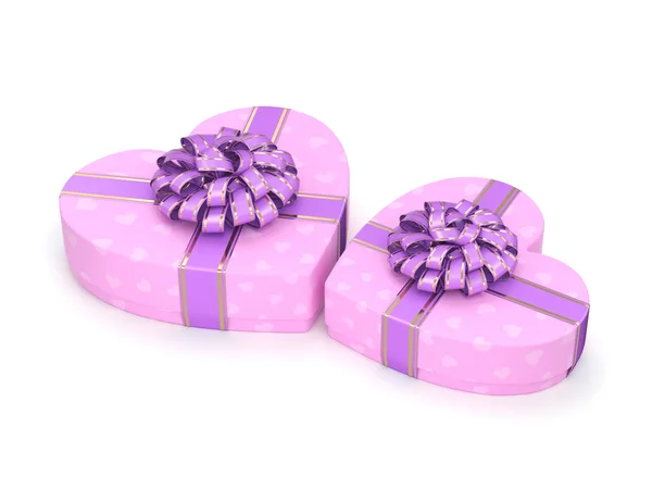 Representación 3D Cajas rosadas corazón — Foto de Stock