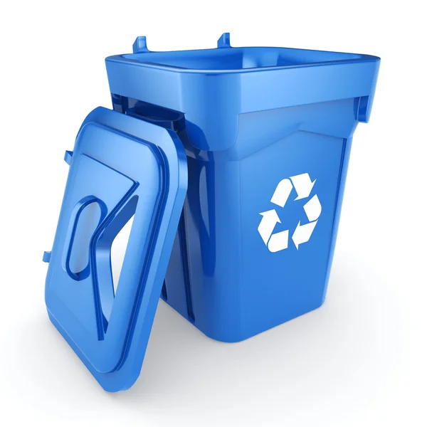 3D Rendering blaue Recycling-Tonne — Stockfoto