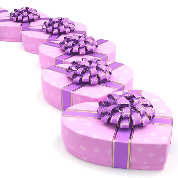 3d 렌더링 핑크 상자 마음 — 스톡 사진
