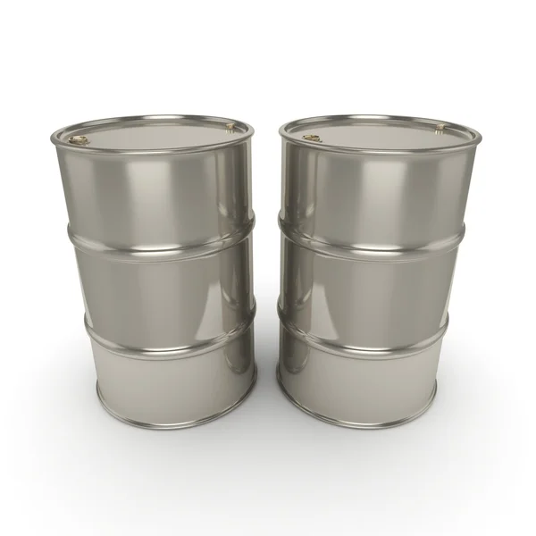 3D rendering Many chrome barrels — Stock Photo, Image