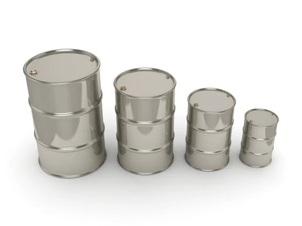 3D rendering Set chrome barrels — Stock Photo, Image