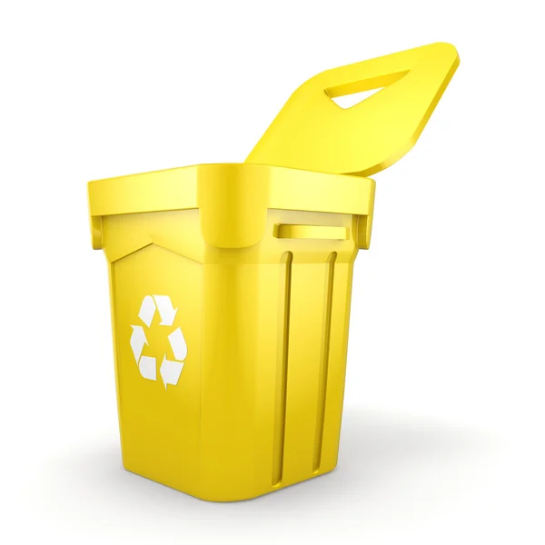 Corbeille de recyclage jaune de rendu 3D — Photo