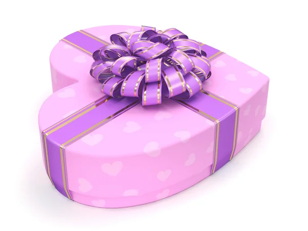 Rendering 3D Cuore scatola rosa — Foto Stock