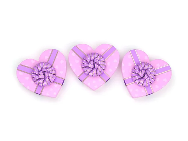 3D rendering Scatole rosa cuore — Foto Stock