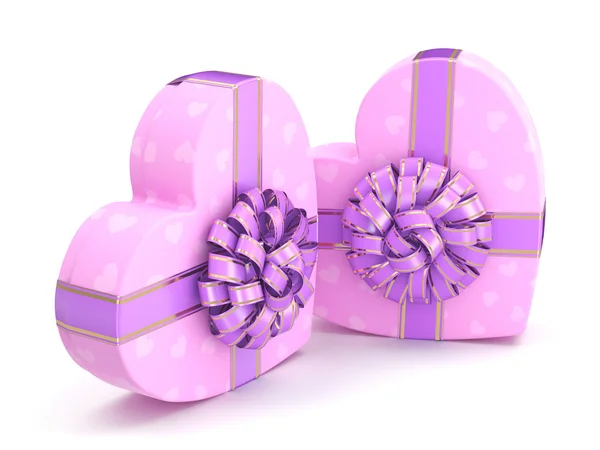 3D vykreslování růžová krabice srdce — Stock fotografie
