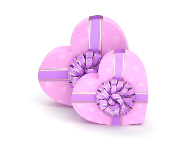 3D renderização rosa caixas coração — Fotografia de Stock