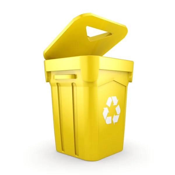 3D рендеринг Yellow Recycling Bin — стоковое фото